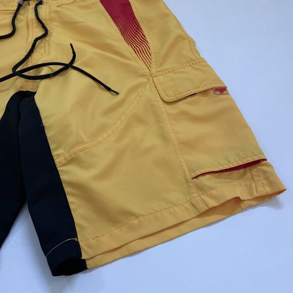 Fox Racing Swim Trunks Mens 34 Yellow Board Shorts Hybrid‎ Cargo Retro Skater - Picture 2 of 11